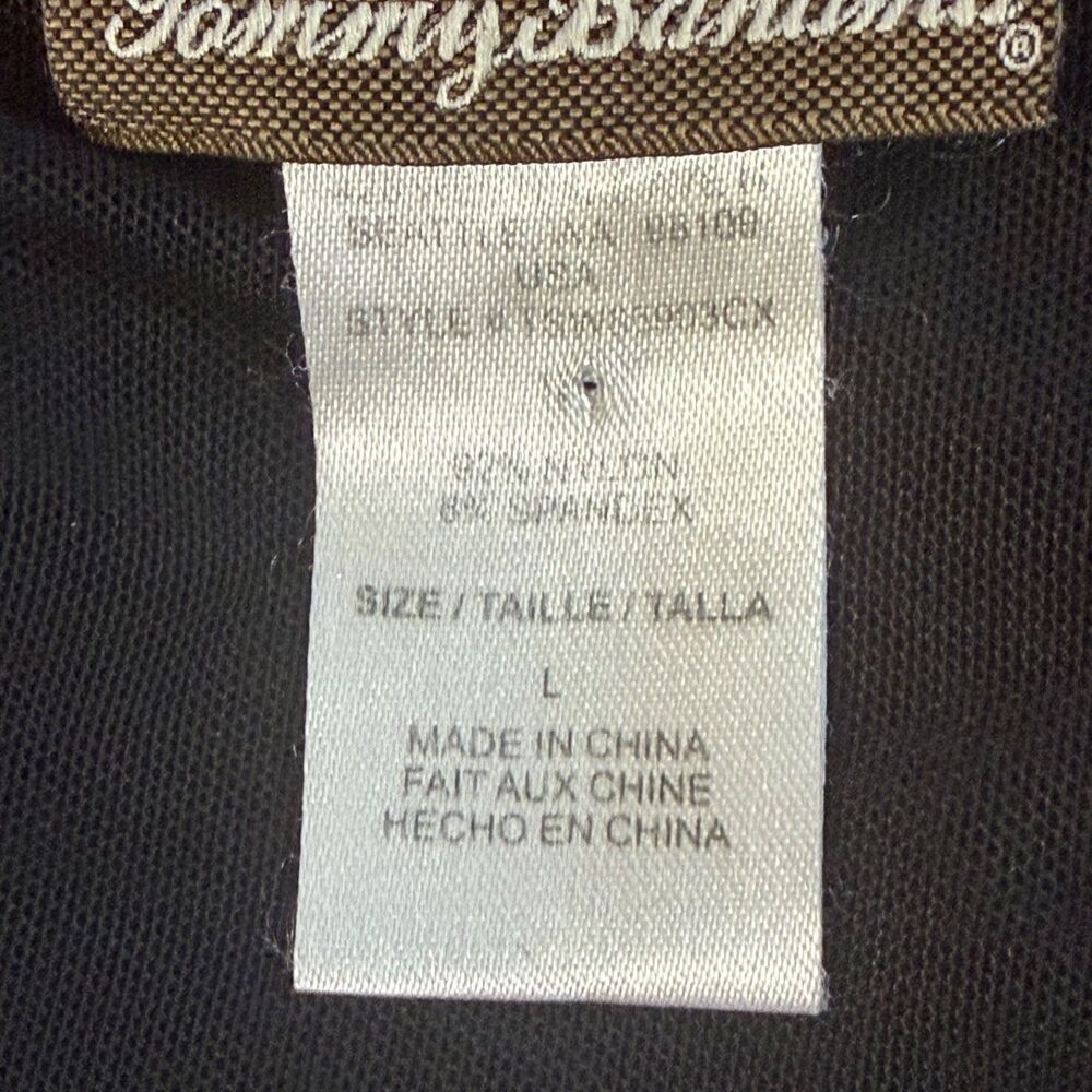 Tommy Bahama Black Sheer Swim Cover Up Tunic Large Mesh Beach Tie Neck 3/4 Sleev - Picture 3 of 12